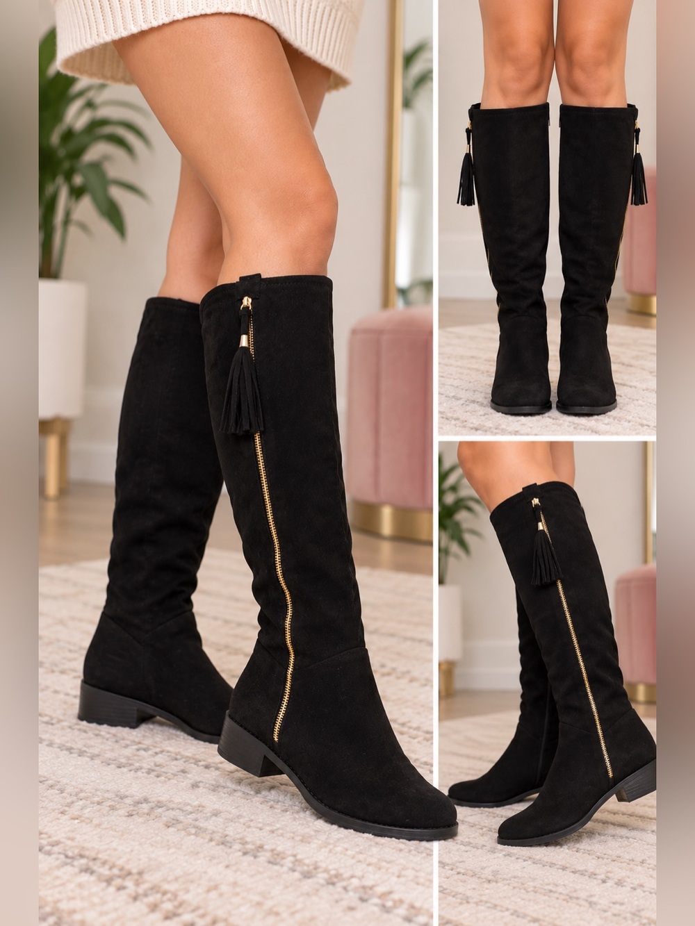 TOP MODA Black Motorcycle Boots size 7